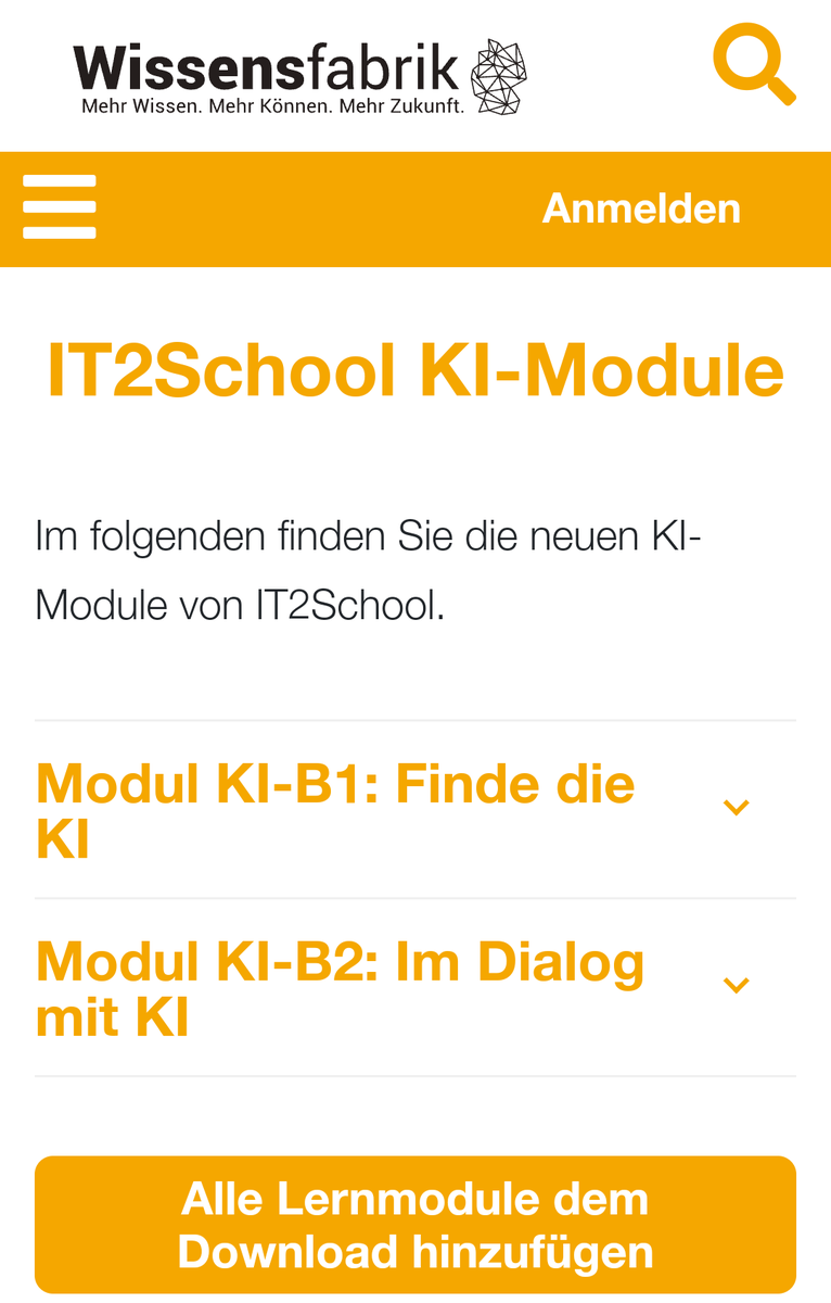 Lust auf Unterricht über #KI ? Hier entlang zu den neuen KI-Modulen von #IT2School - wie immer auch für Fachfremde: wissensfabrik.de/downloadmateri… weitere sind in Arbeit und vorab bei den Kollegen der FU Berlin auf computingeducation.de