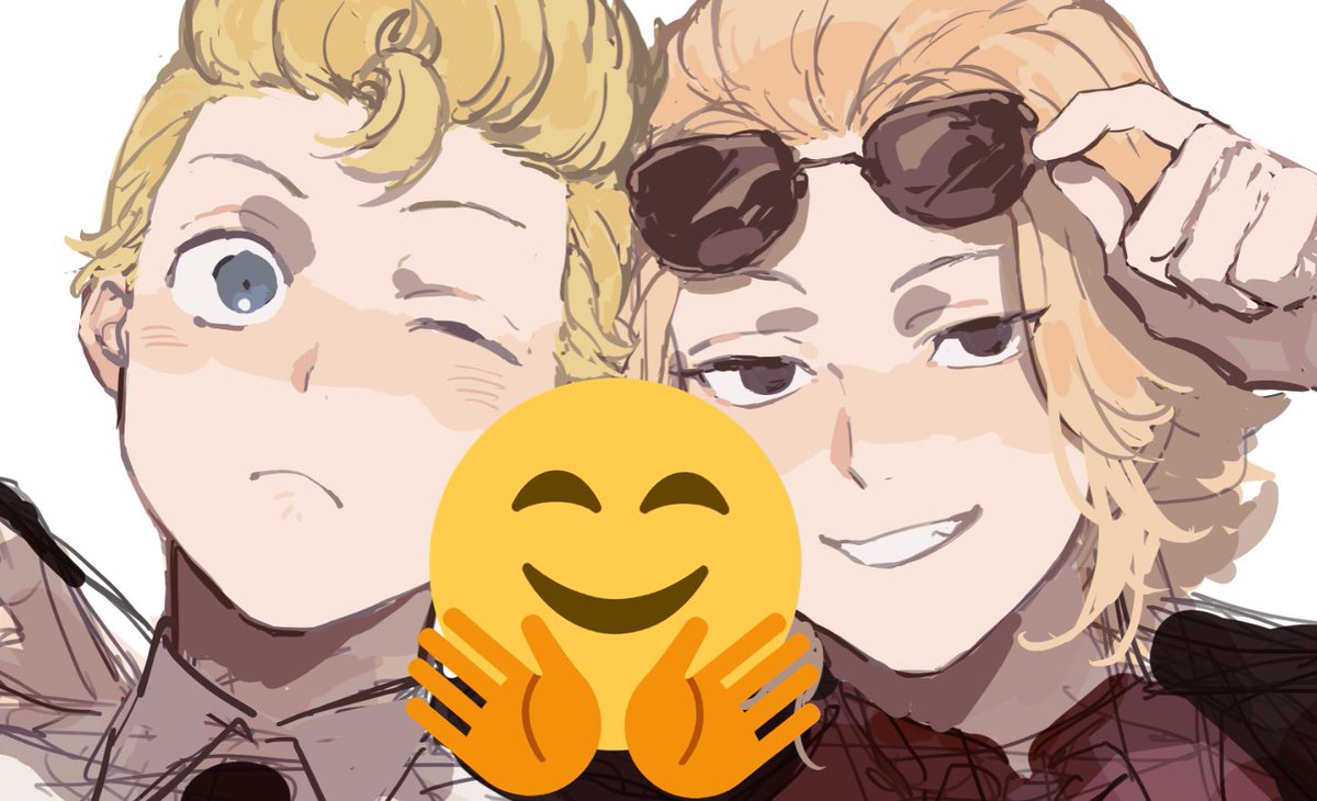 multiple boys blonde hair 2boys emoji sunglasses male focus smile  illustration images