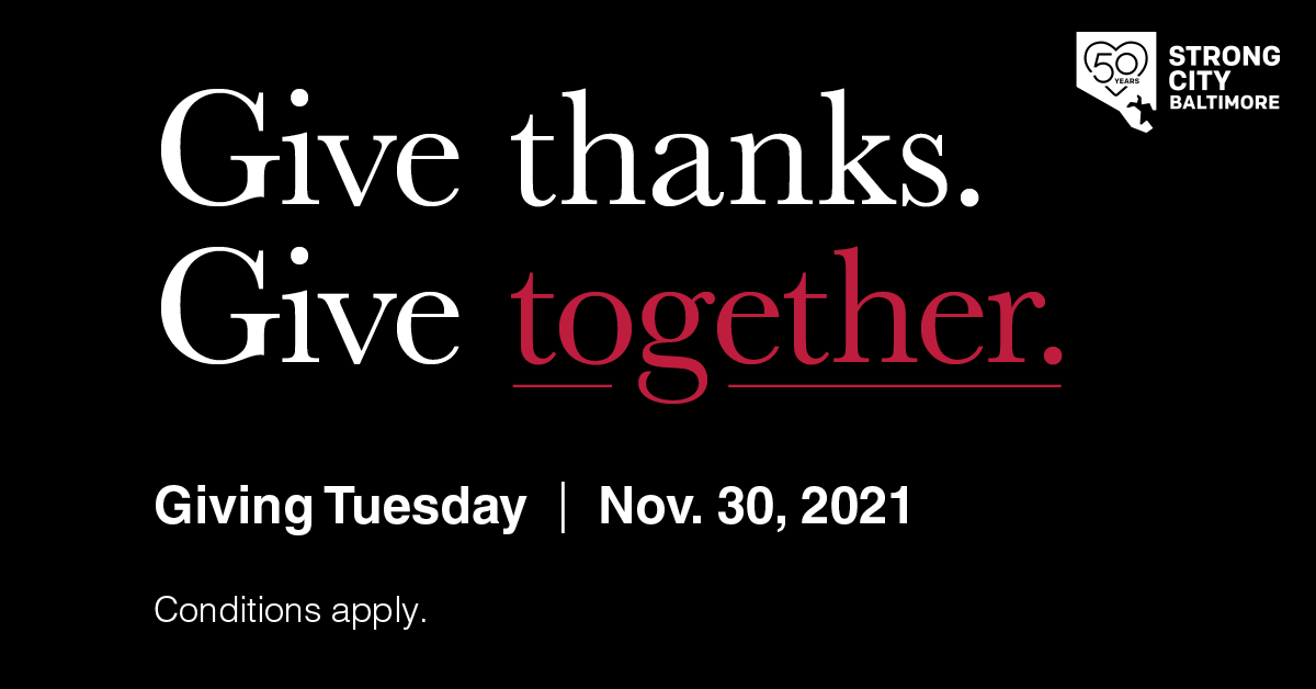 Amplify your impact this Giving Tuesday! For one day only, on November 30 Thrivent will match $1 for every $2 donated to Strong City Baltimore. Learn more at thrivent.cotribute.co/events/549865/….