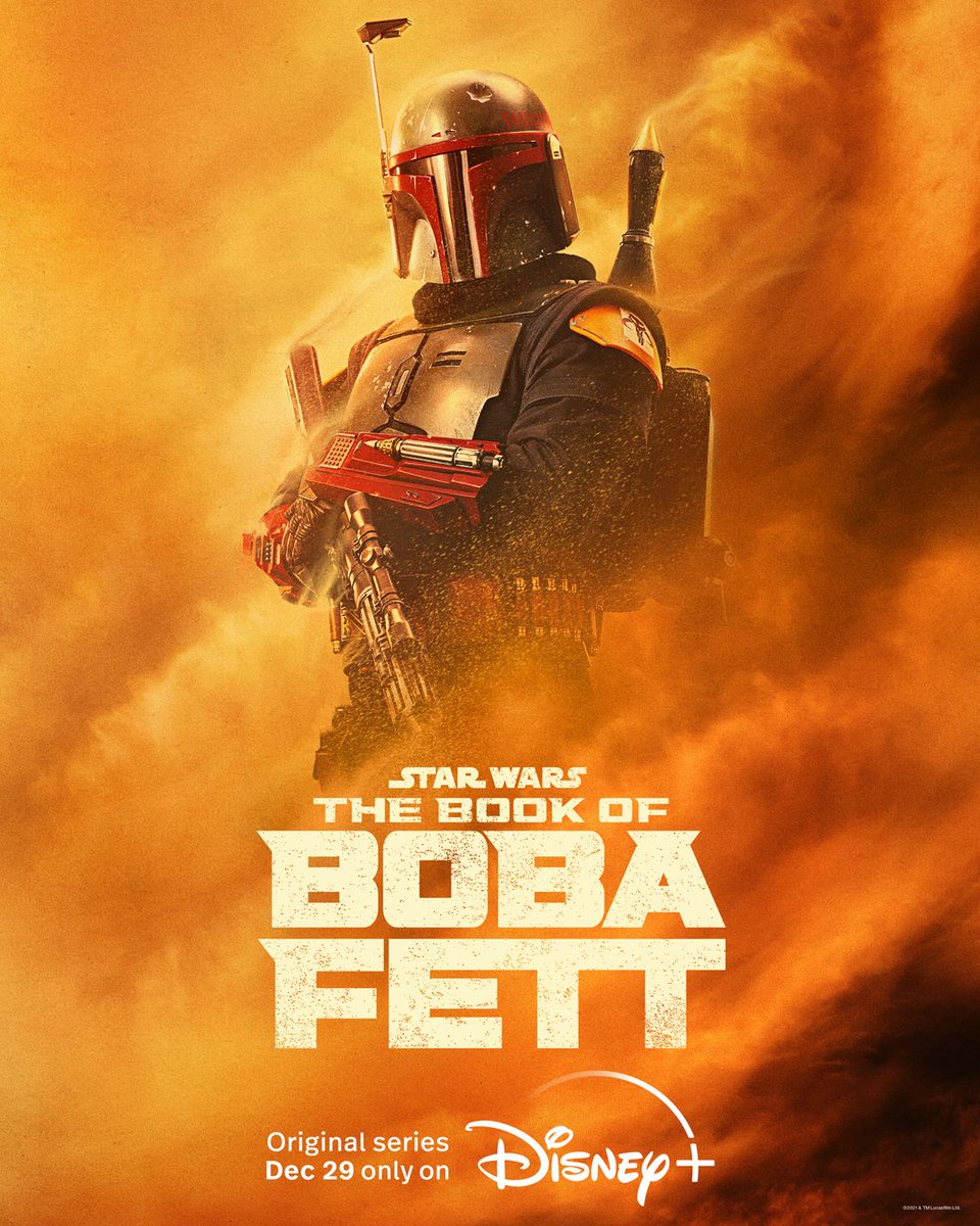 Disney's tweet image. Witness the rise of Boba Fett and Fennec Shand in one month. The Book of @BobaFett, a seven-episode Original Series, begins December 29 on @DisneyPlus.