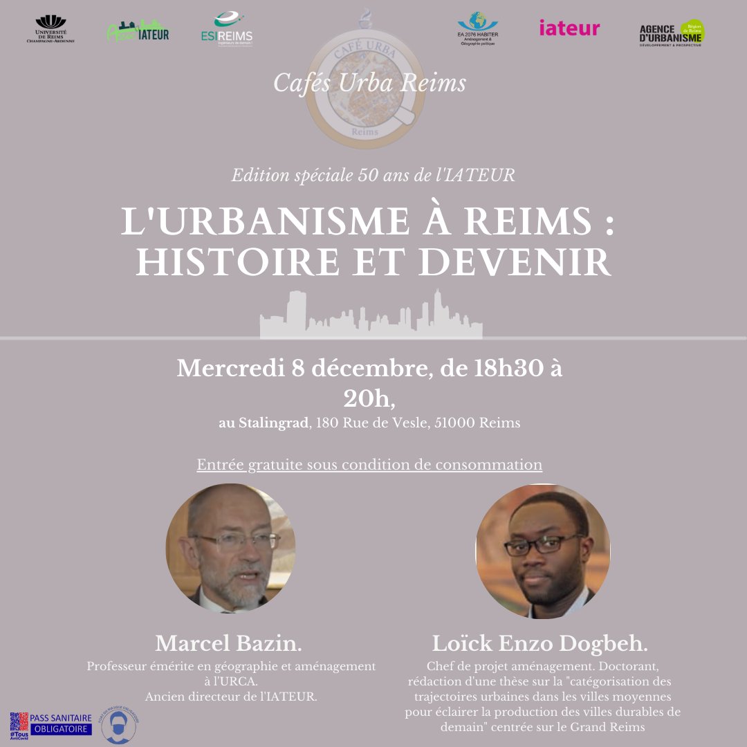 CafeUrbareims's tweet photo. ❄️Vous avez froid ? Venez prendre un café avec nous ☕️ ! 

En l'honneur des🎂50 ans de @urbareims, Les Cafés Urba Reims vous invitent le 8 décembre prochain au Stalingrad pour son édition spéciale  :

L'URBANISME A REIMS : histoire et devenir https://t.co/qiBOlUQi2a