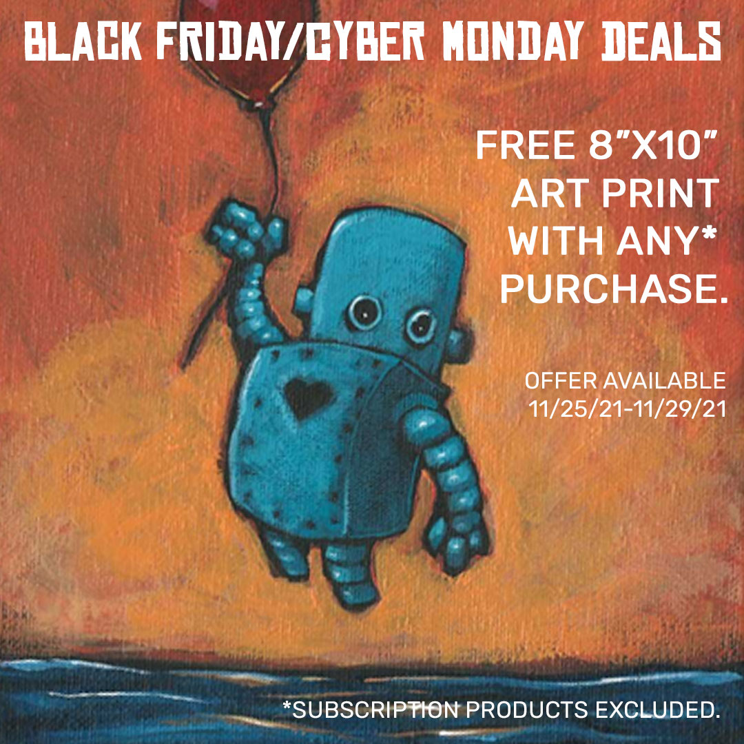 SnodgrassArt's tweet photo. Last chance to save on #ROTMC subscriptions and more! #bfcm #cybermonday #robots #artwork #toydesign #characterdesign #designertoy #arttoy https://t.co/eKsHMykRj0