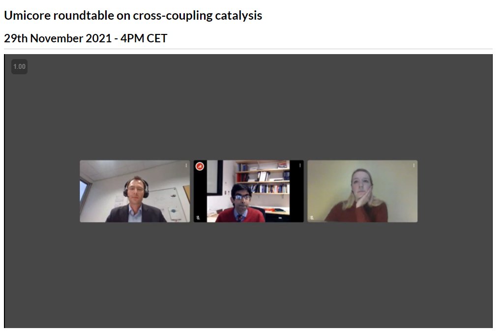 abirsarbajna's tweet photo. RN: @ViktoriaGessner , Philipp Oczipka (Aachen), Nilay Hazari  (Yale) in a   roundtable discussion on cross-coupling catalysis with the @medicine_maker  and  @Umicore https://t.co/BGSio5zk7m