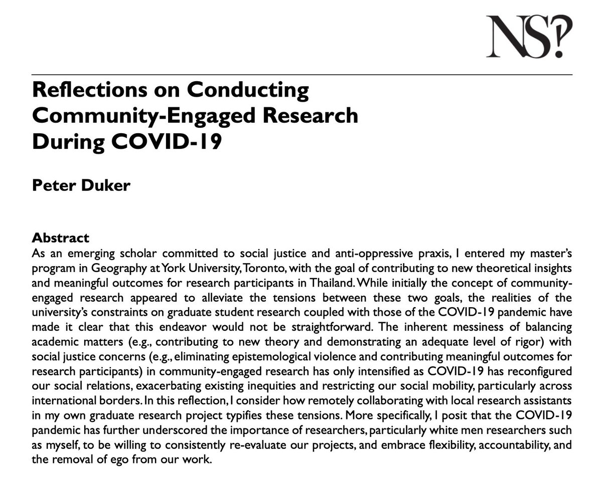 work_at_sea's tweet photo. New paper by W@S Grad Researcher Peter Duker (@YorkGeography): https://t.co/ZJGUOWu4q1

Reflections on conducting #CommunityEngagedResearch during #COVID19 (in Thailand) https://t.co/9QTTc64TU7
