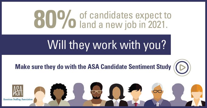 StaffingData's tweet photo. #DYK: Slight majority of job candidates are satisfied w/their current employment situation? Get more insights into job seeker perceptions & experiences amid #Covid19 from ASA #CandidateSentimentStudy https://t.co/UCYlwNWELC https://t.co/DtnOFSx0B0