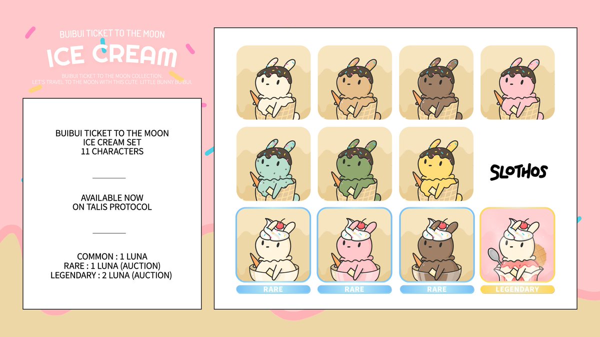 slothosart's tweet photo. BUIBUI ICE CREAM SET are available now on @ProtocolTalis 🐰🍨https://t.co/b0co9T59j1
#StandWithTalis #NFTCommunity #nftcollector #nftcollectors #NFTartist #nftart #NFTdrop #NFTTHAILAND #イラスト #NFTthaiartist #NFT #NFTs #LUNAtics $LUNA #일러스트 https://t.co/gewS6bGjoF
