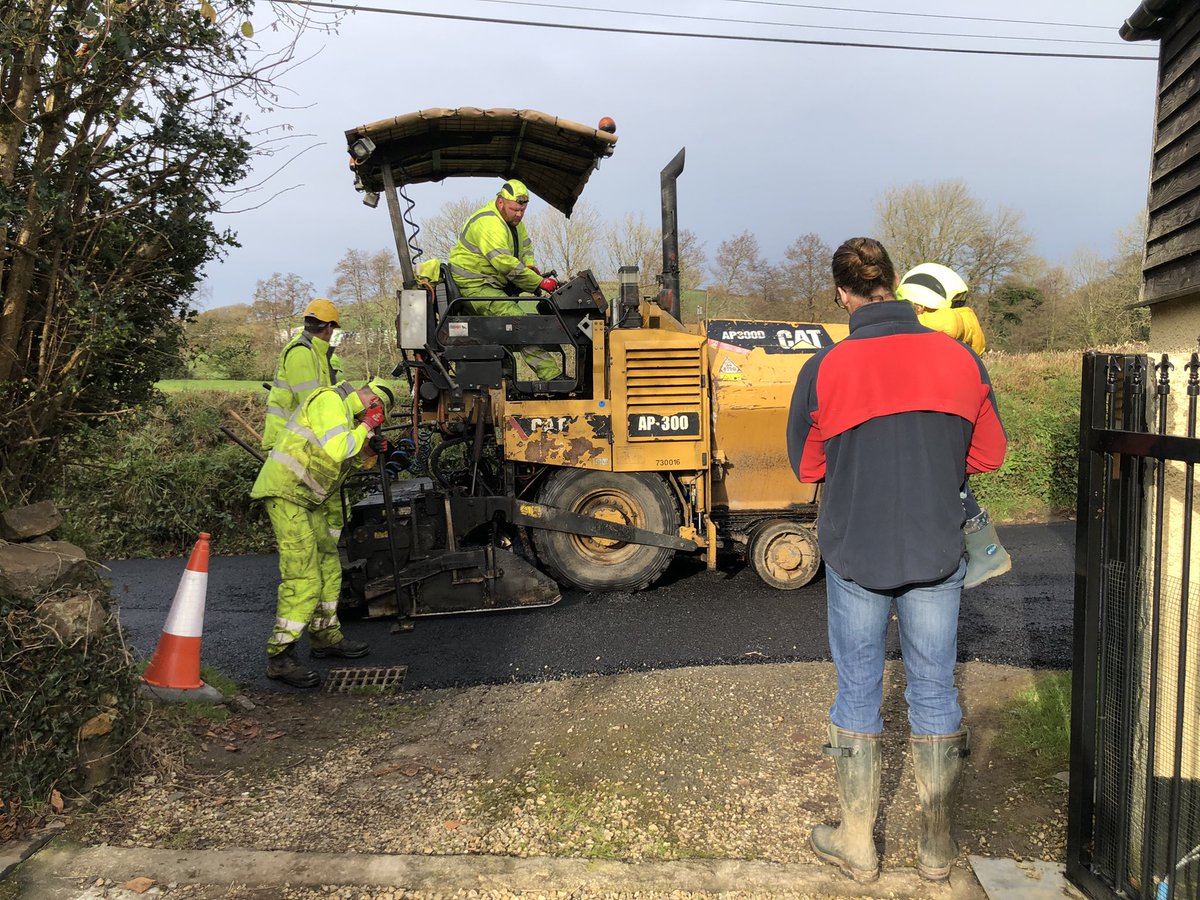 LozCopeland's tweet photo. We’ve loved watching the transformation and all the effort involved in resurfacing our lane. The @CORMACltd team have been wonderful. Thank you for indulging our little ones passion for diggers, bobcats  and now pavers and rollers! https://t.co/juanyp9cAz