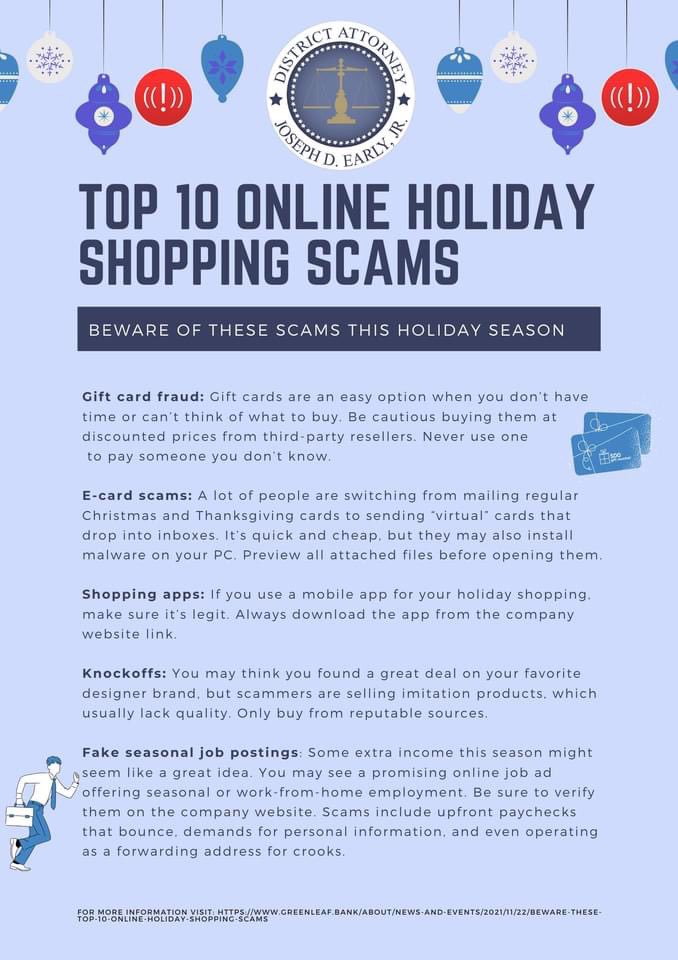 Scammers are working hard to take your personal information and money this holiday season. Keep an eye out for these top 10 scams. Learn more here: https://t.co/XaPKVRMfZI https://t.co/t9i9yVjCbb