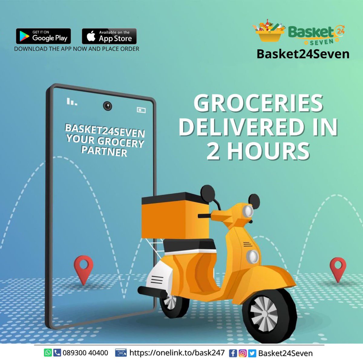 Basket24Seven's tweet photo. Sohna: 2hours free home Delivery.. 

Buy groceries online and get them delivered straight to your doorstep. 💯

Download the app: https://t.co/jZR5XvTaHj

Customer service or queries call or WhatsApp : 8930040400 

Follow @Basket24Seven on fb and insta as well. https://t.co/jGP5dU7Ayn