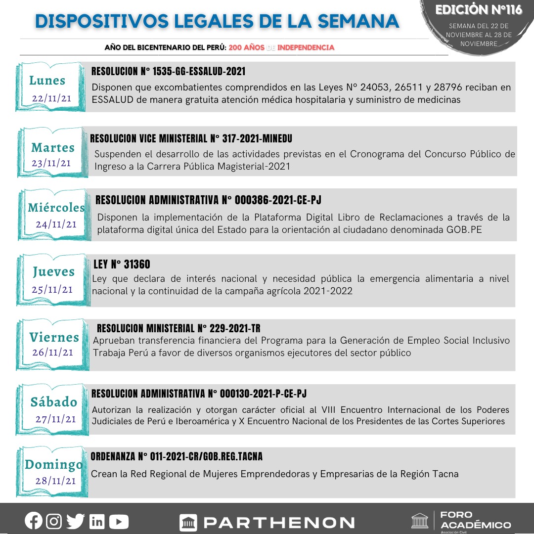 parthenonweb's tweet photo. #Dispositivoslegales 

A continuación, les presentamos los dispositivos legales de la semana del 22 al 28 de noviembre. https://t.co/lpAAEpgWW3