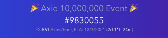 AxieSando's tweet photo. While @brycent_ and @Jihoz_Axie are having fun in Miami, the rest of us can fight the FOMO by preparing to roll the dice for the #axie10million. 

Current ETA is 2.5 days away (December 1). 

Are you ready?

Latest forecast: https://t.co/mHCNwNWCst https://t.co/gQRxiDVFD1