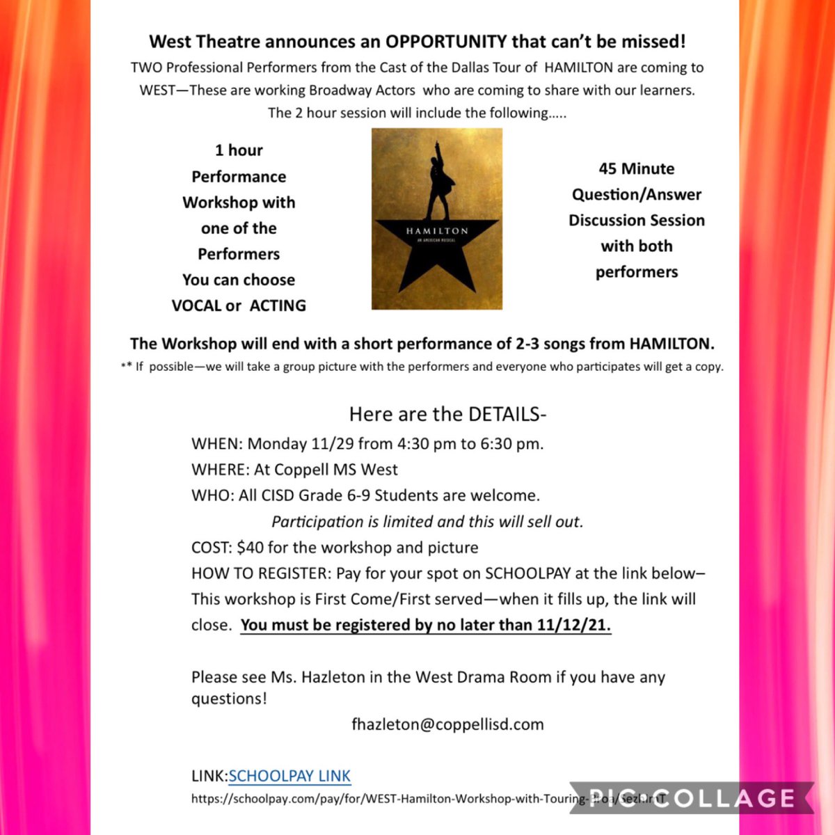 westchoirfam's tweet photo. Still a few spots for any 6-9th grader today! Sign up at the door! @CMSWestWrangler @hartzellallison #westfam #coppellisd #coppellchoir #coppelltheatre #eastunity #cmsnorth https://t.co/Q3aPCsdpdw