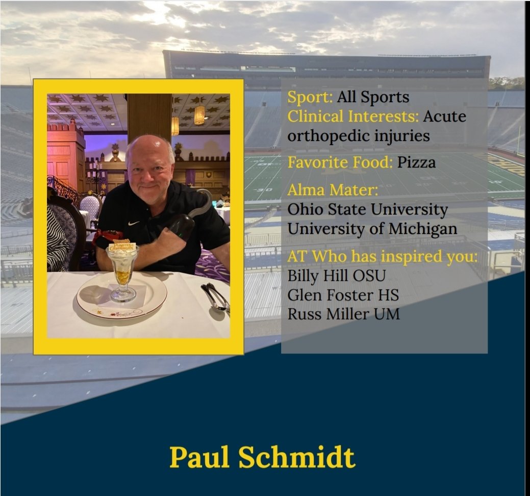 This week we're getting to know long standing athletic trainer Paul Schmidt! When Paul isn't at work, he enjoys walking, reading suspense and thriller books, and playing golf!