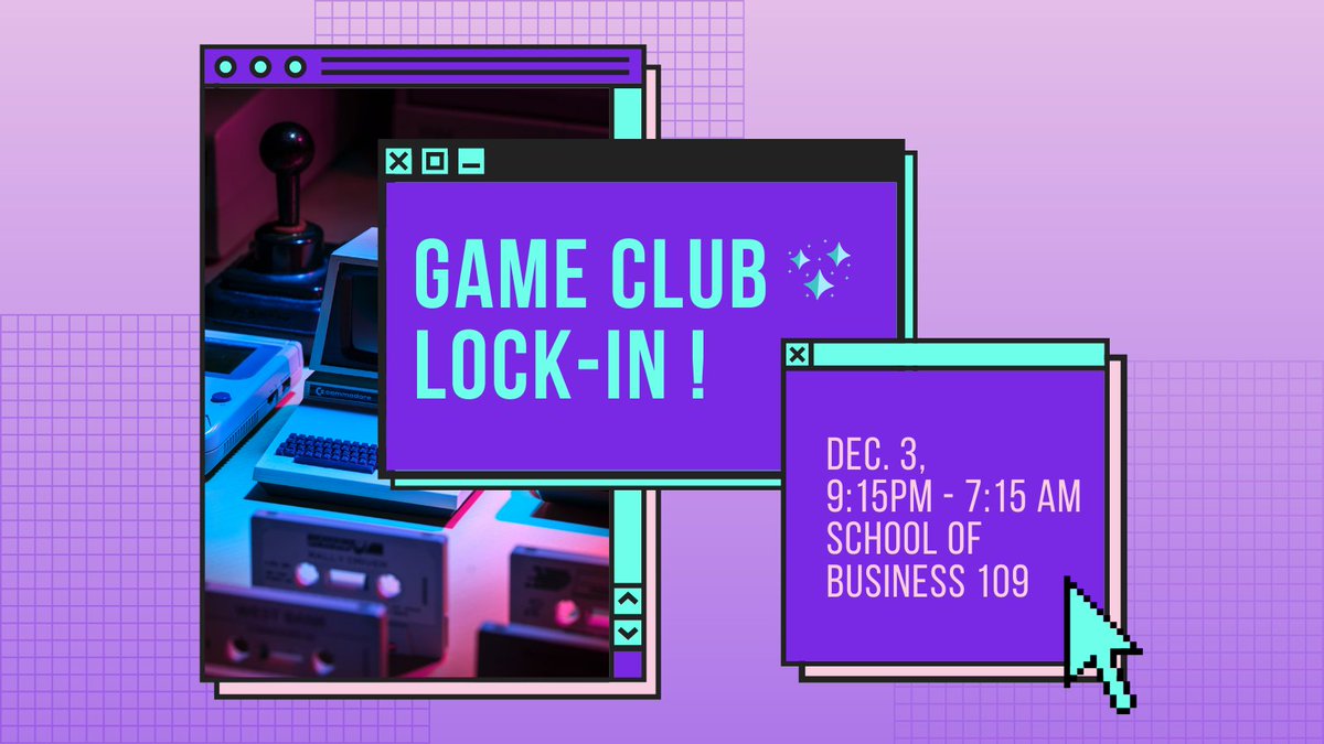 QUGameClub1's tweet photo. Hello everyone! Now that break has officially ended (sadly), Game Club is happy to announce this year's lock-in!! We'll be in SB 109 from Dec. 3, 9:15 p.m. to Dec. 4, 7:15 a.m.- there will be pizza and ice cream!! https://t.co/Rtzy070TTu