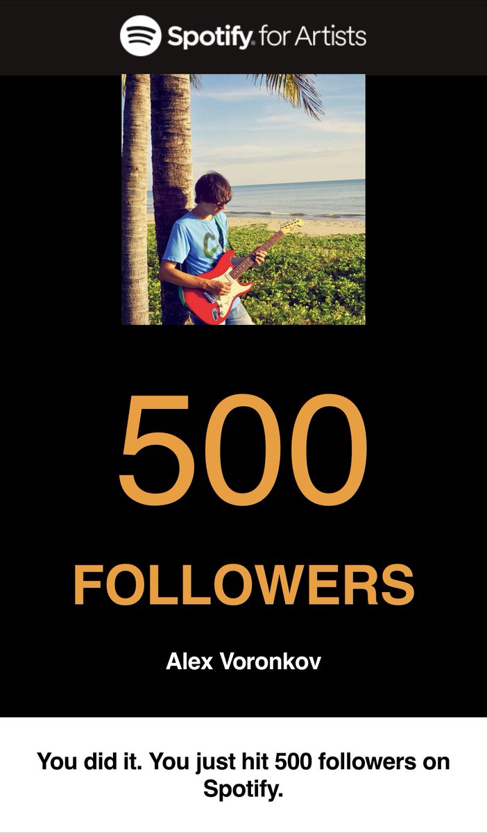 Hooray! 🎉 Thank you guys for your support! 🙌🏼😊 If you still not following me on Spotify, here is the link: open.spotify.com/artist/6abqBYG… Thank you!😊🙏 #acidjazz #funk #jazzfunk #indie #musician #funkymusic #indiemusic