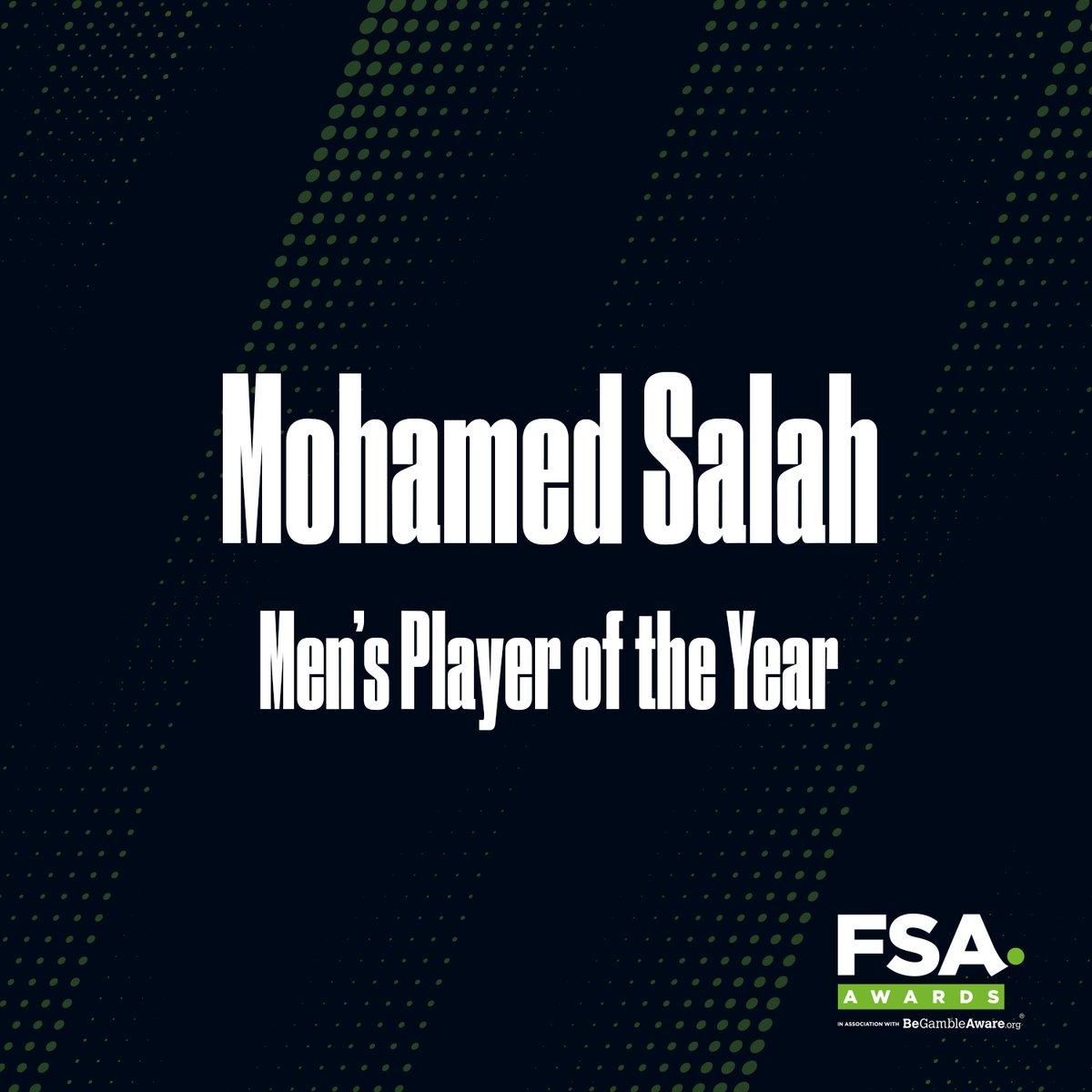 The FSA (@wearethefsa) on Twitter photo To no-one's suprise <a href="/MoSalah/">Mohamed Salah</a> wins the 2021 #FSAawards Men's Player of the Year award. The first player in the men's category to win it twice! To no-one's suprise <a href="/MoSalah/">Mohamed Salah</a> wins the 2021 #FSAawards Men's Player of the Year award. The first player in the men's category to win it twice!