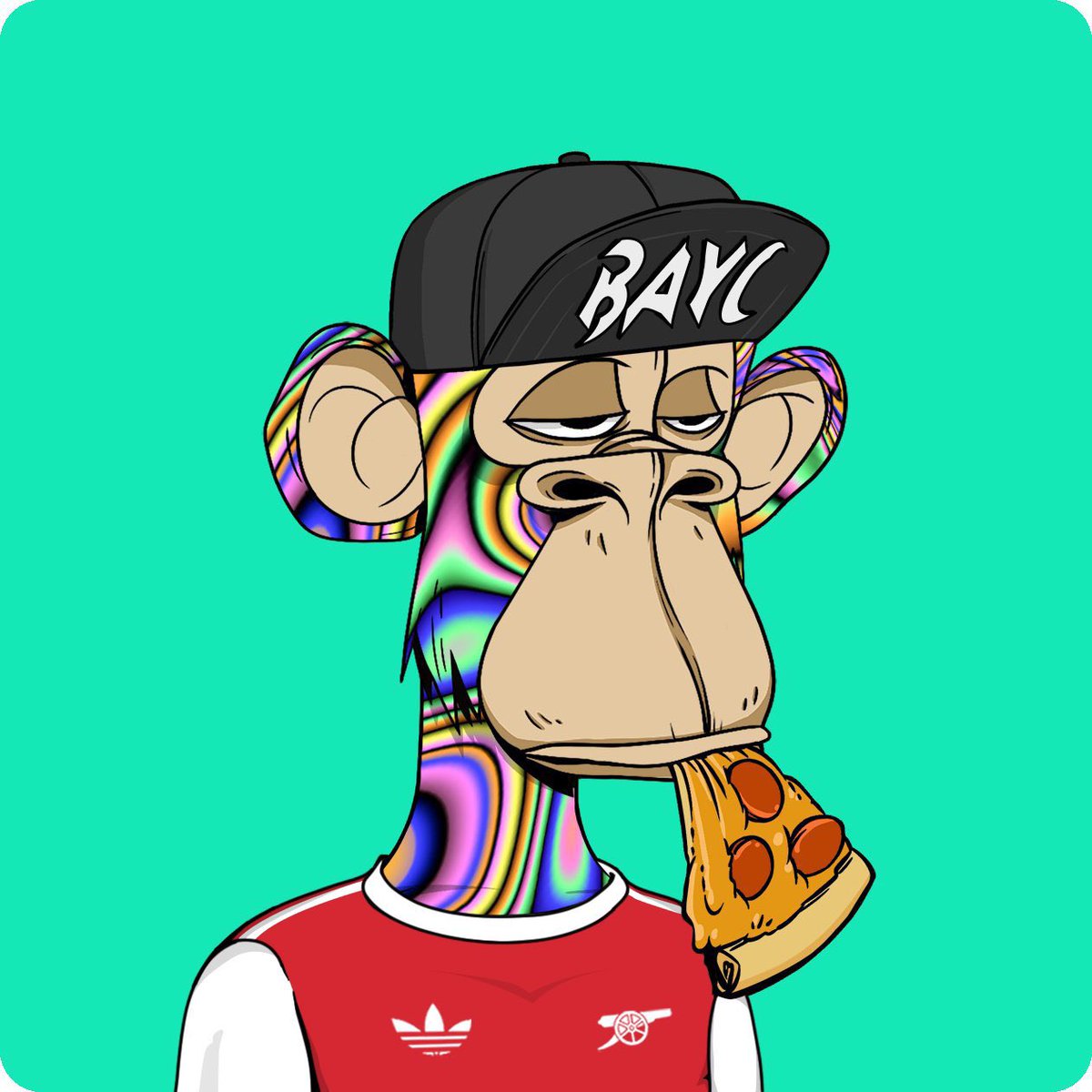 ape_g4ng's tweet photo. As it’s #adidas szn, it’s only right we wear our colours…

@Arsenal x @BoredApeYC 

#BAYC #AFC 🦍 https://t.co/Iw2EBmeRAg