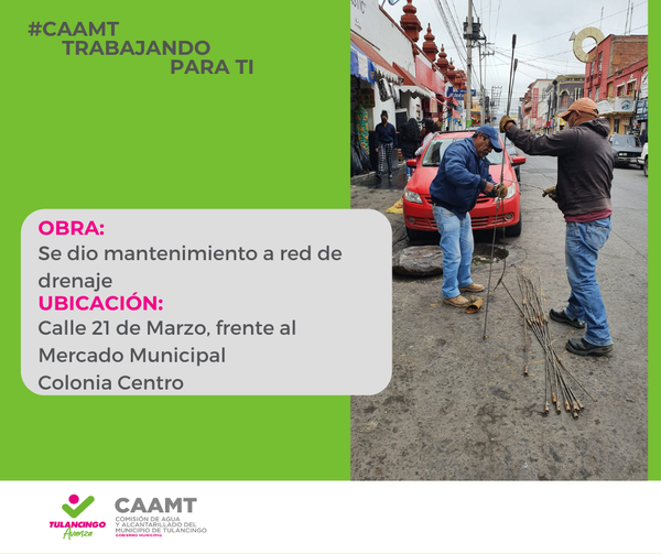 CAAMT_Tgo's tweet photo. Siguiendo con las indicaciones de nuestro presidente @MarquezAJorge La Comisión de Agua y Alcantarillado del Municipio de Tulancingo continúa con trabajos en beneficio de la ciudadanía.
#TulancingoAvanza con resultados.
#caamt
#caamttrabajandoparati
@TulancingoMpio https://t.co/eSYrbFzUeH