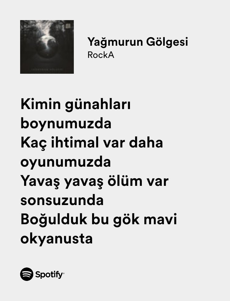 Şarkı yakaladı beni, dinleyip duruyorum. 🖤 #YağmurunGölgesi #RockA open.spotify.com/track/642Fw56P…