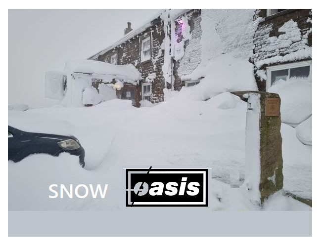 camdentownradio's tweet photo. Gig goers got more than they bargained for when they became snowed in this week at Britain's highest pub, the Tan Hill Inn in Yorkshire - along with @oasis tribute band @NoasisOfficial  !  🎸 ❄️   #keeprocking  #Snowasis #tanhillinn #yorkshire #england https://t.co/1nQmLii5vx