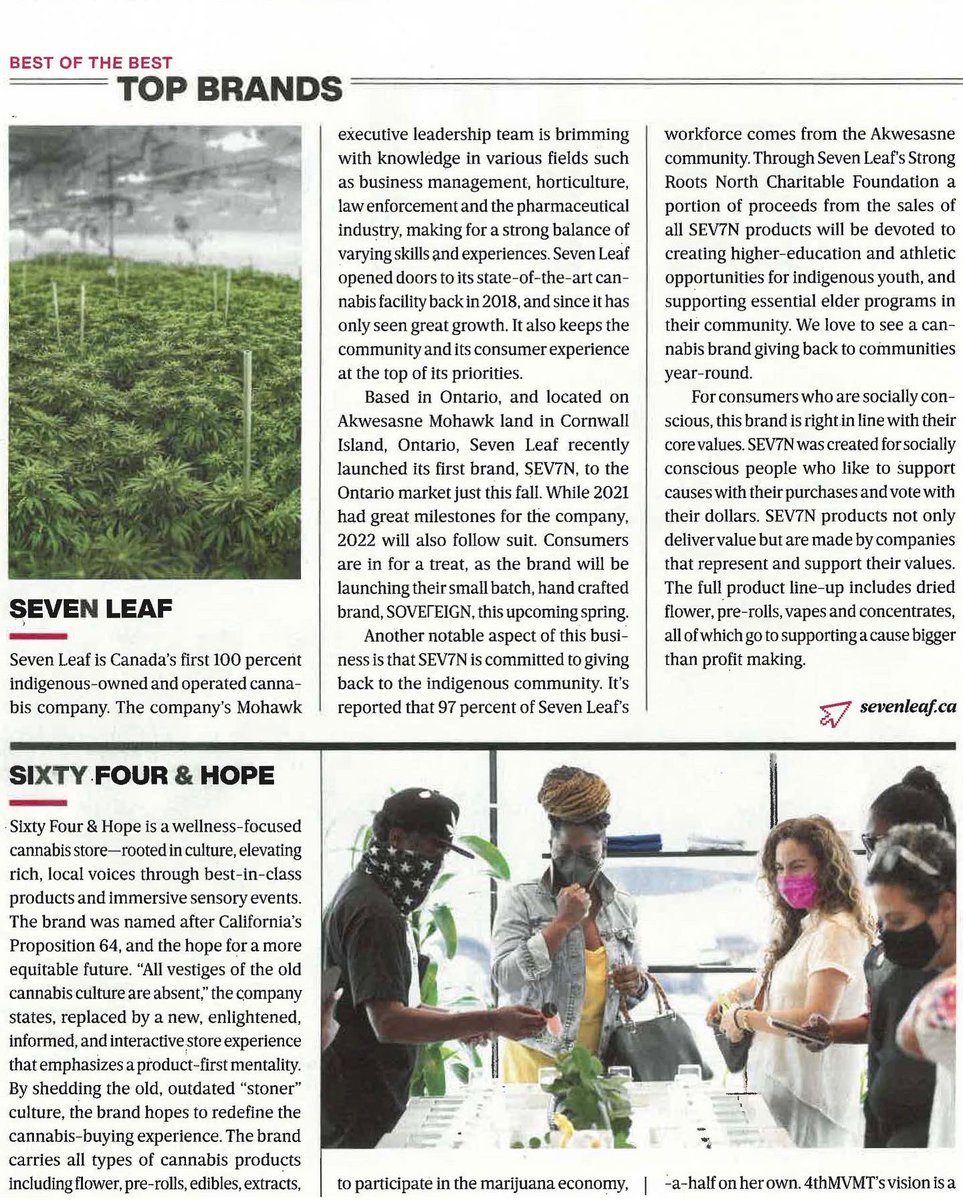 Wrapping up the 2021 season with some great news 👏🏽. Seven Leaf has been named one of High Times Magazine’s Top Brands Best of the Best 2021 to be featured in their upcoming December issue. Seven Leaf is one of only four Canadian brands to be recognized by <a href="/HIGH_TIMES_Mag/">High Times</a>