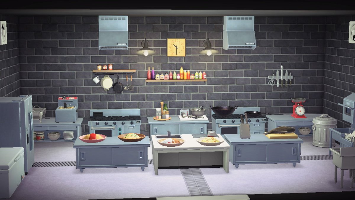 Bellablue1's tweet photo. Had fun creating the kitcken for the HHP island restaurant  #acnhhhp #AnimalCrossing #ACNH #NintendoSwitch https://t.co/XkLFRR3KNs