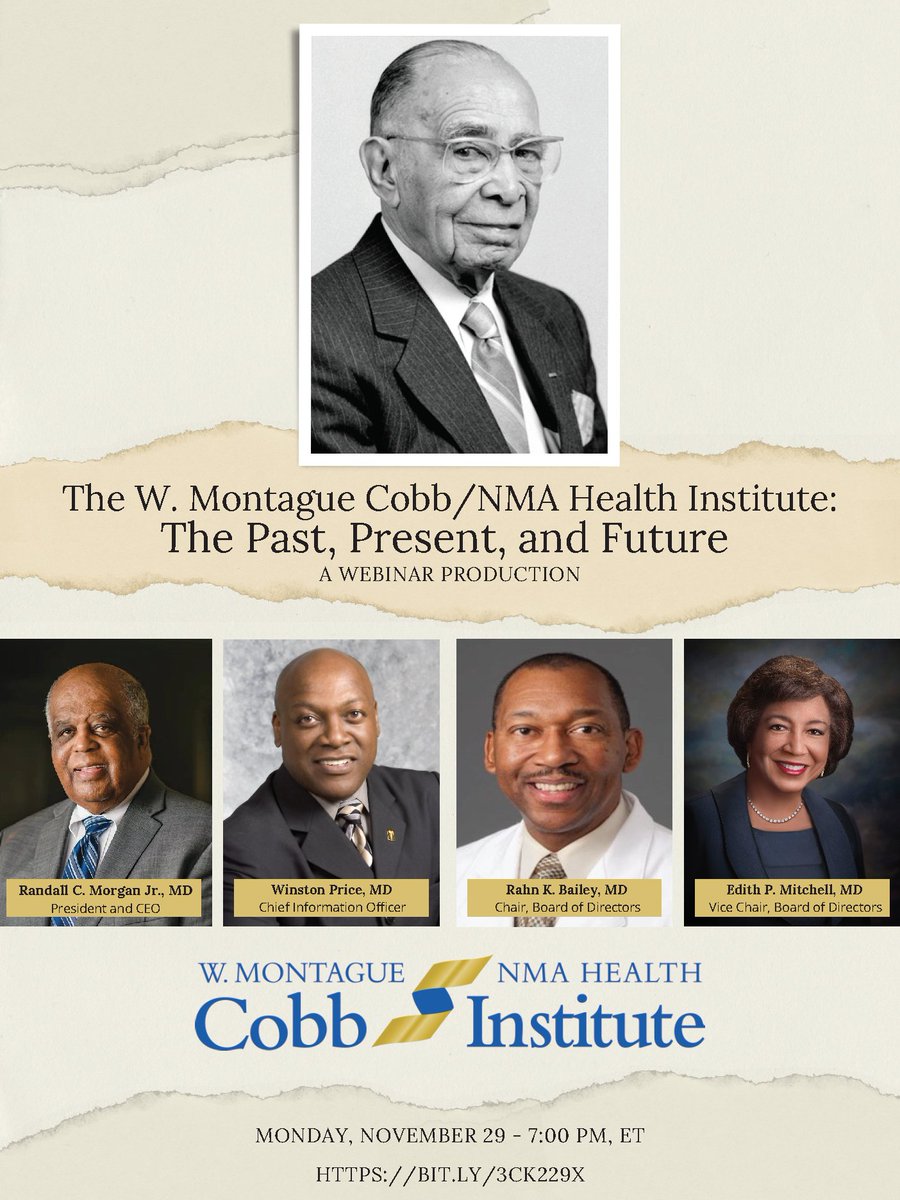 Tonight: NMA W. Montague Cobb/NMA Health Institute: The Past, Present and Future, 7pm EST Register: us02web.zoom.us/meeting/regist…