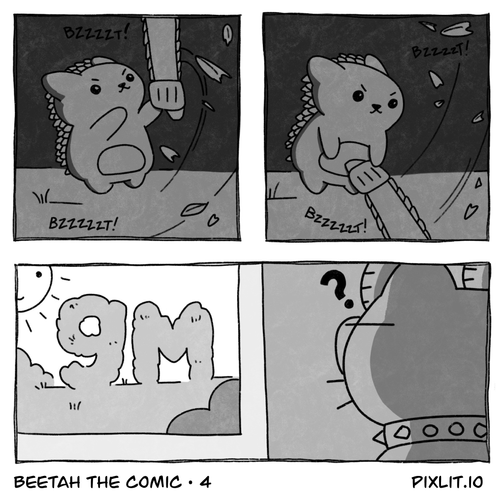 Pixlit's tweet photo. #BeetahTheComic Issue 4

Gee, did someone vandalize @xtremetom's hedges? Who else wants their hedges vandalized???✋

Follow to watch Beetah's adventure unfold! 🦔

#coolcatcreations https://t.co/y01U97zMqD