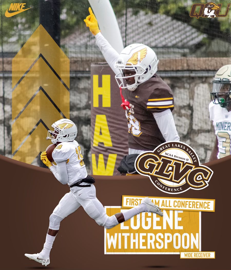 QUHawksFootball's tweet photo. JR. WR
Eugene Witherspoon 
First Team All-GLVC https://t.co/vAUsNMEfdA