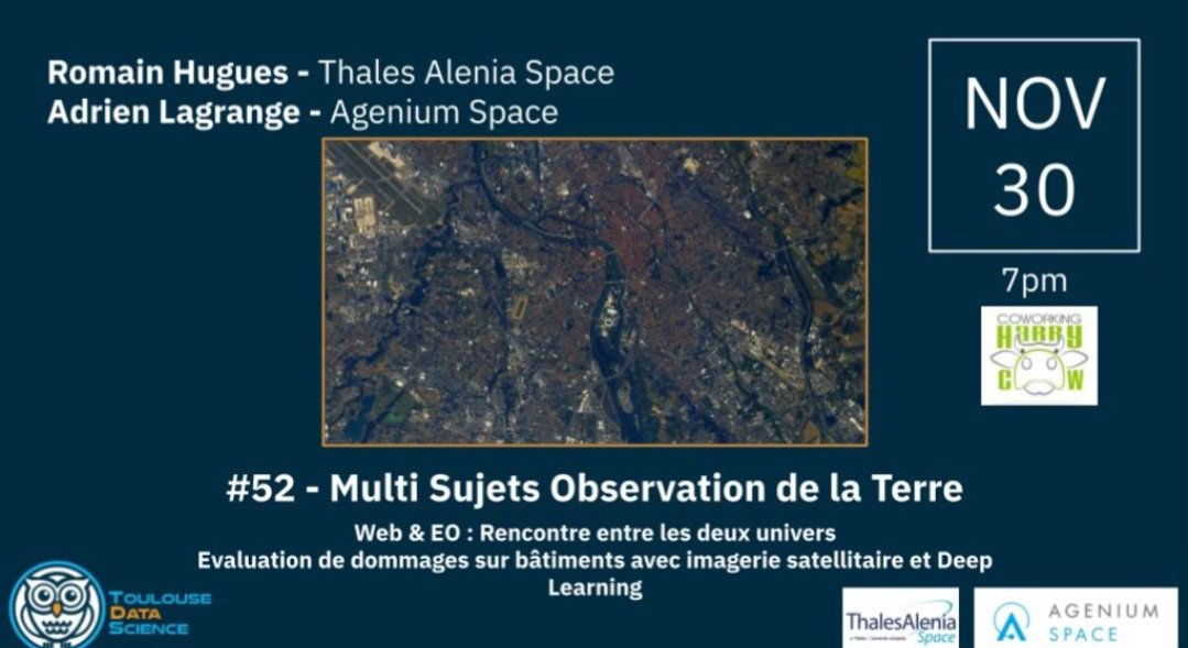 Si vous ne l'avez pas encore fait, inscrivez vous pour notre meetup de demain 30/11 a @HarryCoworking pour une soirée multi sujets observation de la Terre 🌍

meetup.com/fr-FR/Tlse-Dat…

On a hâte de vous y retrouver ! 🥰