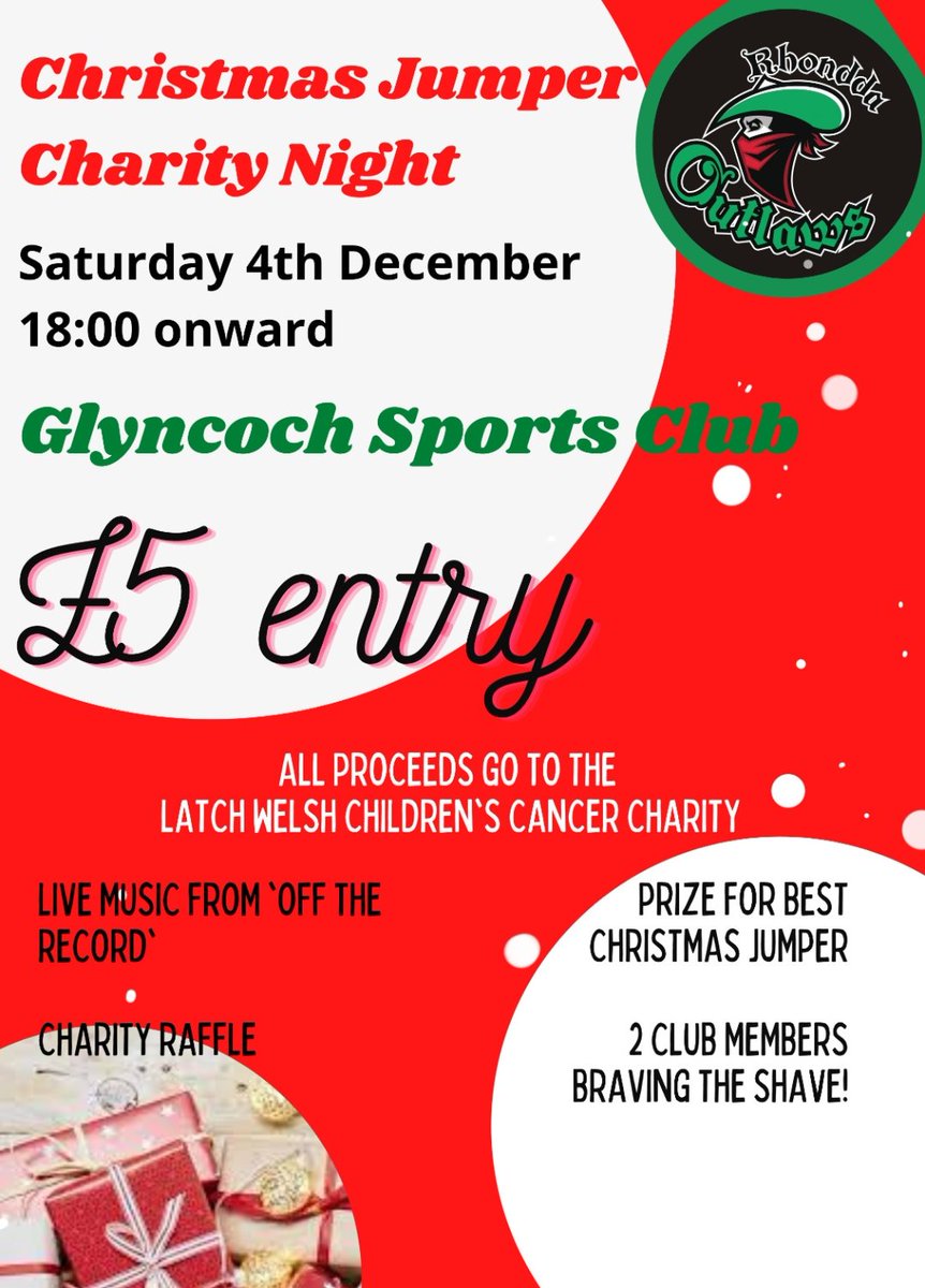 Nos da, we'd like to invite you all to our Christmas Jumper Charity Fundraiser this Saturday 04th December at our club house. It's in aide of a cause very close to our hearts and promises to be THE social event of the year.  See you all there

justgiving.com/fundraising/co…