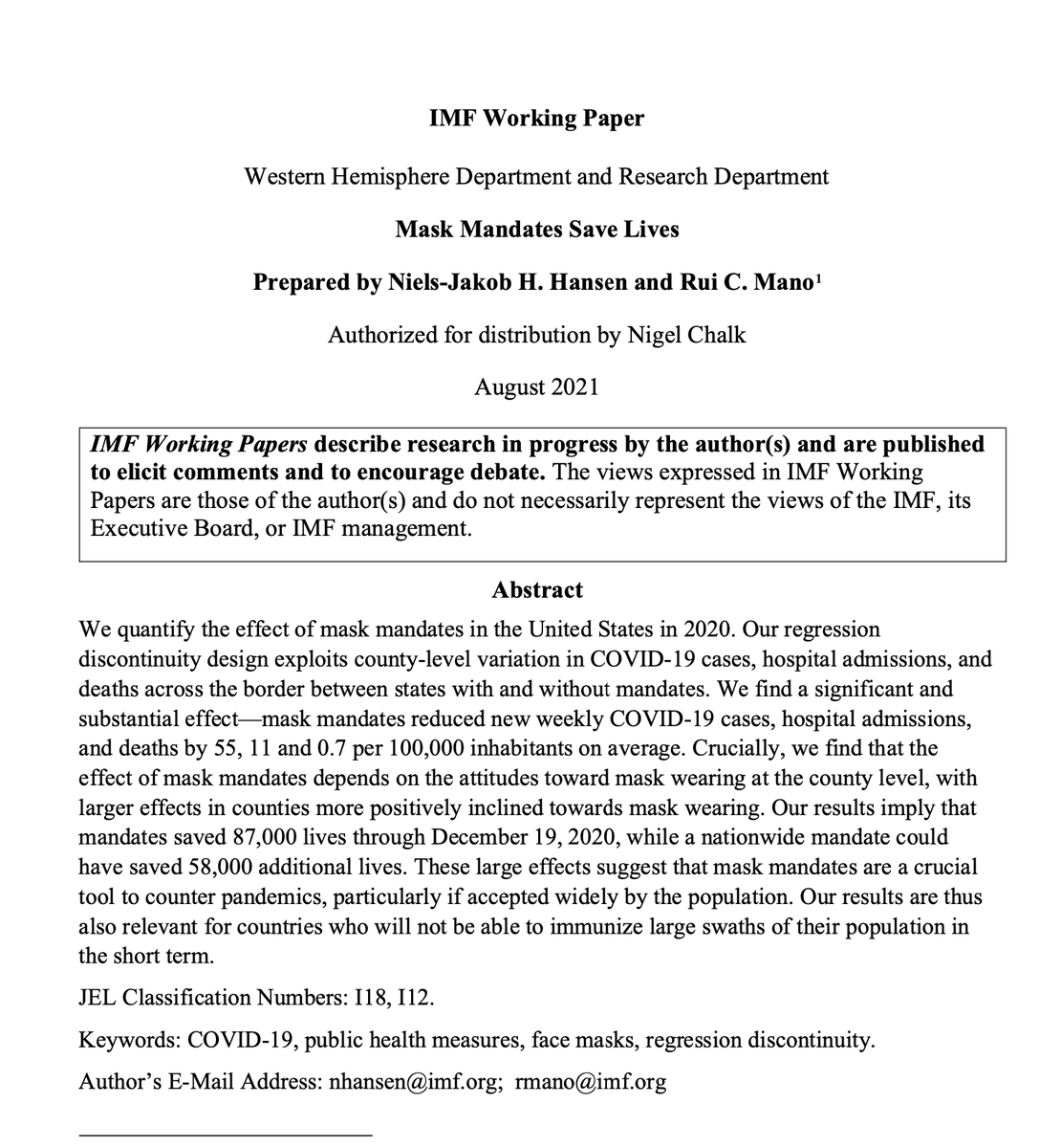 causalinf's tweet photo. This spatial RDD on mask mandates is really well done.  It's entitled "Mask Mandates Save Lives" by Hansen and Mano.  Also a nice example of a spatial RDD tbh.  Heterogenous effects varying by attitudes about mask wearing.  Short paper. Compelling graphics.https://t.co/wbUdQv95KZ https://t.co/PLfVWOb3mx