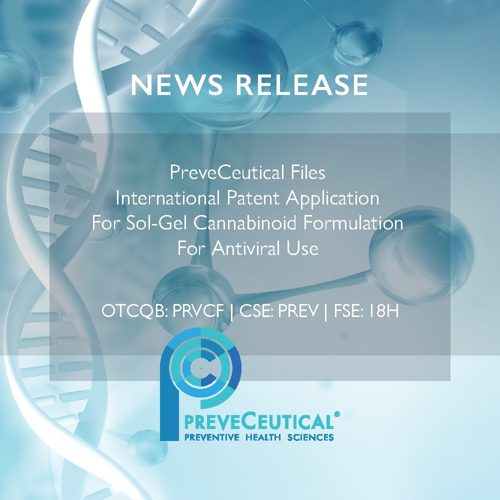 Preveceuticals's tweet photo. PreveCeutical Files International Patent Application For Sol-Gel Cannabinoid Formulation For Antiviral Use #preveCeuticals` https://t.co/30eqMgNh2Z https://t.co/33vQnjtE6B