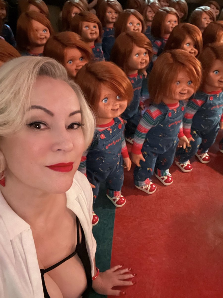 JenniferTilly's tweet photo. Too much Chucky? Ain’t no such thing! 😆 Don’t miss our #Chucky packed 90 min Season Finale Tuesday night 10/9c on @SYFY and @USA_Network #chuckyseries #CHUCKYTVSERIES https://t.co/vfx32AubiZ