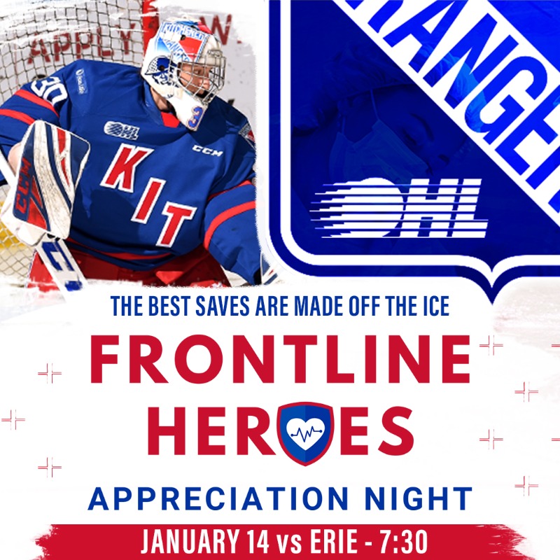 OHLRangers's tweet photo. As a small token of thanks, the #OHLRangers wish to acknowledge the courage shown by #FrontlineHeroes who help to keep #WRRegion safe.

FLW can enter the ticket lottery by filling the application out below by the deadline of Mon, Jan 3.

#RTown | #ReturnOfRTown