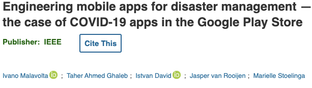 m_stoelinga's tweet photo. Is the software quality of COVID apps worse than other apps? 

Yes: more bugs &amp; code smells, less utility

See our paper "Engineering mobile apps for disaster management — the case of COVID-19 apps in the Google Play Store"

https://t.co/ye3ekbE7jV https://t.co/uahoyrAXl5