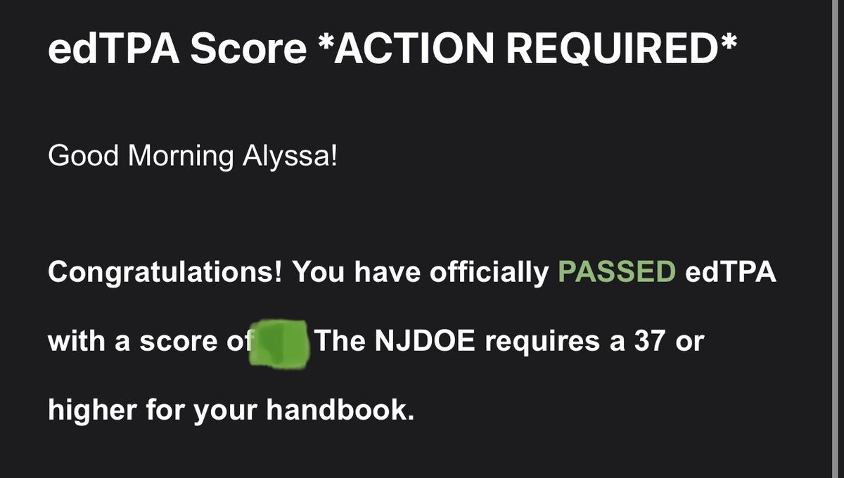 alyssaLtoth's tweet photo. Excited to say that I passed Edtpa!!!😊 @RiderCEHS https://t.co/tNAZ69DSFf