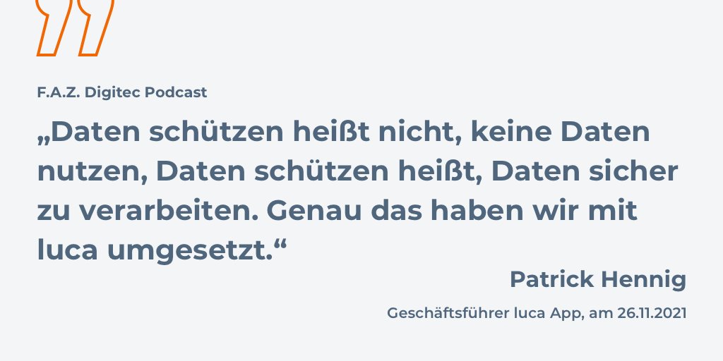 luca App (@_lucaapp) on Twitter photo luca zu Gast im Digitec Podcast der <a href="/FAZ_NET/">Frankfurter Allgemeine gesamt</a>: Es geht um Herausforderungen von Betreiber:innen und Gesundheitsämtern und die aktuelle Situation der Kontaktnachverfolgung. Hier geht's zum Gespräch zwischen <a href="/AlaArmbruster/">Alexander Armbruster</a>, <a href="/carstenknop/">Carsten Knop</a> und <a href="/patrick_hennig/">Patrick Hennig</a>: faz.net/podcasts/f-a-z… luca zu Gast im Digitec Podcast der <a href="/FAZ_NET/">Frankfurter Allgemeine gesamt</a>: Es geht um Herausforderungen von Betreiber:innen und Gesundheitsämtern und die aktuelle Situation der Kontaktnachverfolgung. Hier geht's zum Gespräch zwischen <a href="/AlaArmbruster/">Alexander Armbruster</a>, <a href="/carstenknop/">Carsten Knop</a> und <a href="/patrick_hennig/">Patrick Hennig</a>: faz.net/podcasts/f-a-z…