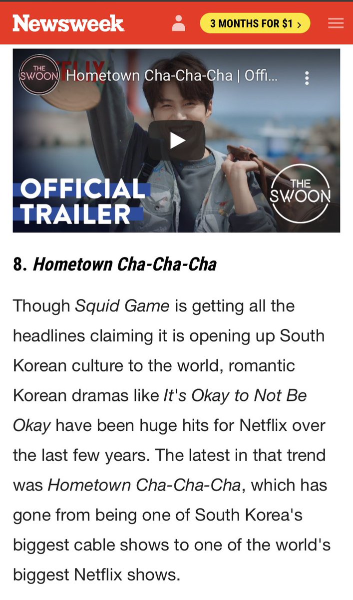 SeonhokimIntl's tweet photo. Look who made it to newsweek! 🤩

"The latest in that trend was Hometown Cha-Cha-Cha, which has gone from being one of South Korea's biggest cable shows to one of the world's biggest Netflix shows."

🔗 https://t.co/7jgAauH7KR

#KimSeonHo #ShinMinAh #HometownChaChaCha https://t.co/9no2ojGinZ