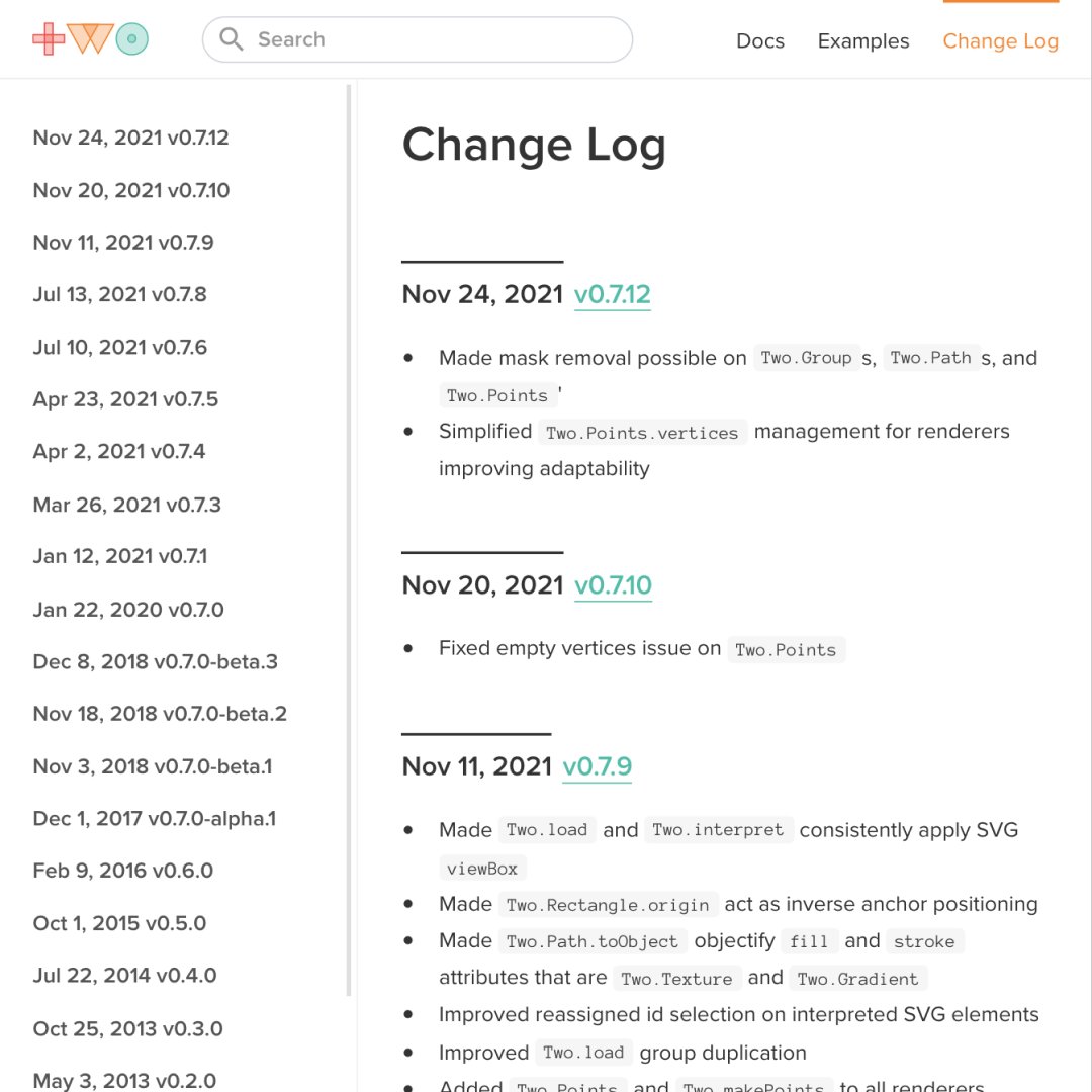 <a href="/CodePen/">CodePen.IO</a> <a href="/github/">GitHub</a> The new site was designed by <a href="/yuinchien/">Yuin Chien</a> and developed with VuePress / <a href="/vuejs/">Vue</a> by @toniabtoniab. This means:

• Searchable site
• Better examples management
• Autogenerated docs from commented code
• Full Change Log
• Dependency free library
• Mobile friendly