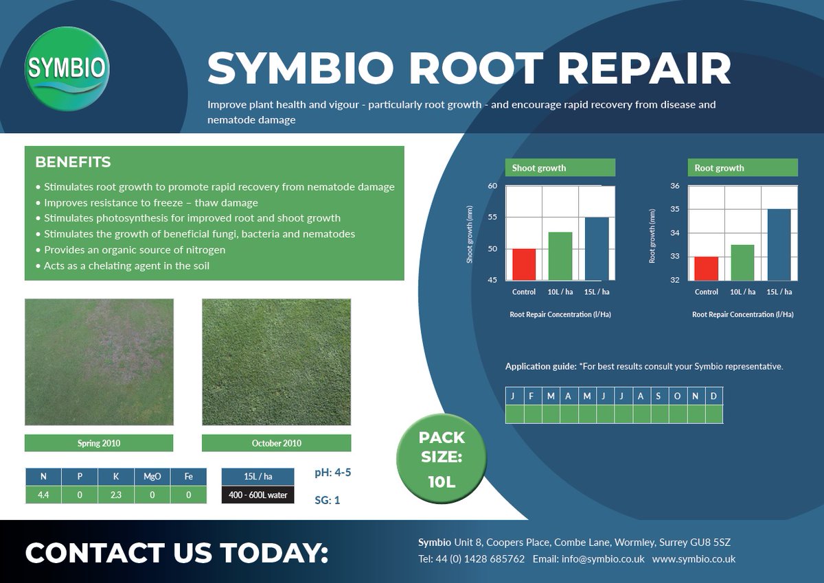 SymbioUK's tweet photo. .@SymbioUK #RootRepair
Promotes balanced soil biology for rapid recovery from nematode damage
Improve resistance to frost damage
Biostimulant for fungi, bacteria and beneficial nematodes
Contact your local rep for more information or to pace an order https://t.co/6KECs0C4gi