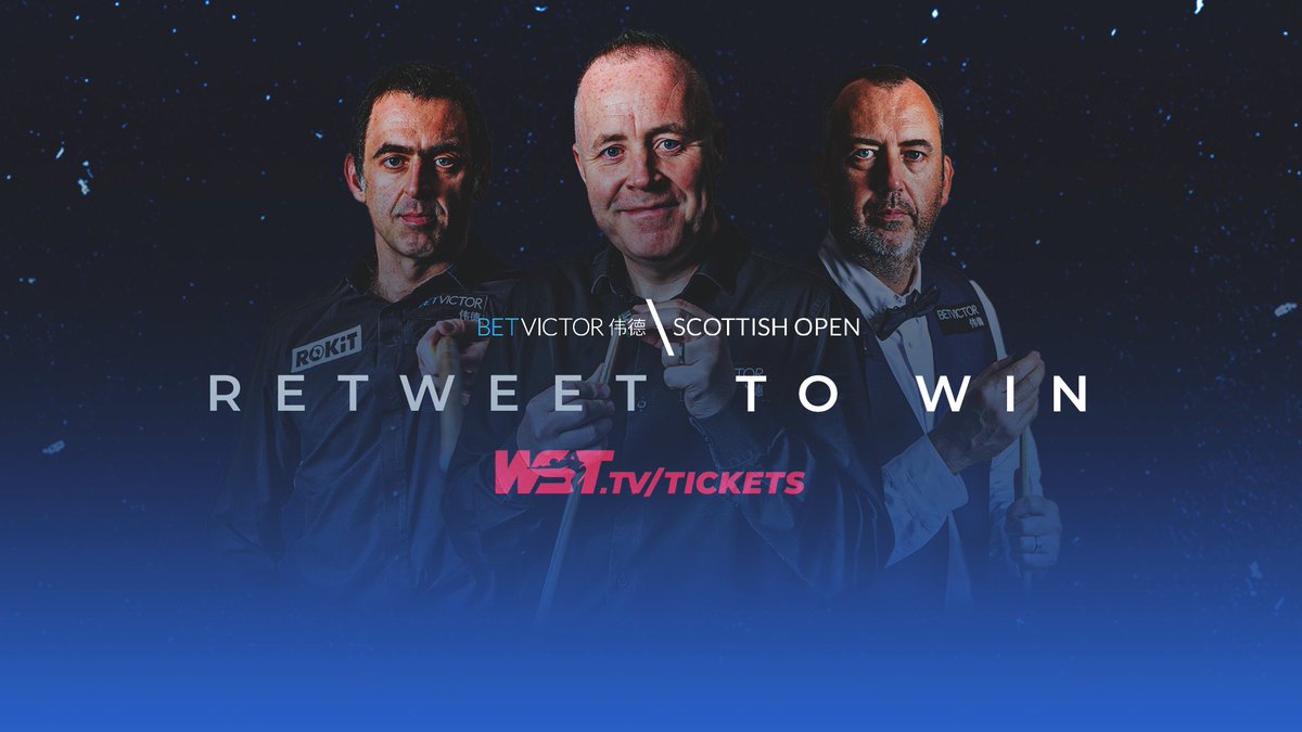 WeAreWST's tweet image. RETWEET TO WIN!

Two tickets to the final of the @BetVictor Scottish Open on Sunday, December 12th in Llandudno are up for grabs.

Retweet this by 12pm on Thursday, December 2nd to enter. Go to wst.tv/tickets for details of all sessions.