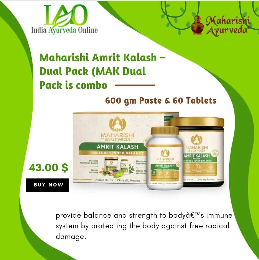 Maharishi Amrit Kalash – Dual Pack (MAK Dual Pack is combo of 600 gum paste & 60 tablets)

[BUY NOW IN JUST - JUST 43.00$]

#indiaayurvedaonline #maharishi
#maharishiayurveda #amritkalash #ayurvedictablets #herbs  #natural #healthytablets #ayurvedic #польза #зож #аюрведа