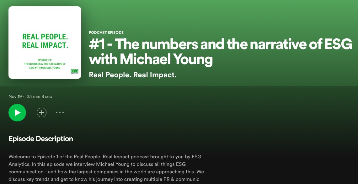 esganalyticsio's tweet photo. LISTEN on @Spotify 🔊 : ESG Analytics – Real People. Real Impact.
In this episode, ESG Analytics CEO Qayyum Rajan, CFA chats ESG Communications with PR & Communications leader Michael Young https://t.co/4h7QeWsNsZ
#ESG #communications #strategy #esganalytics https://t.co/BxWhcgwbMp
