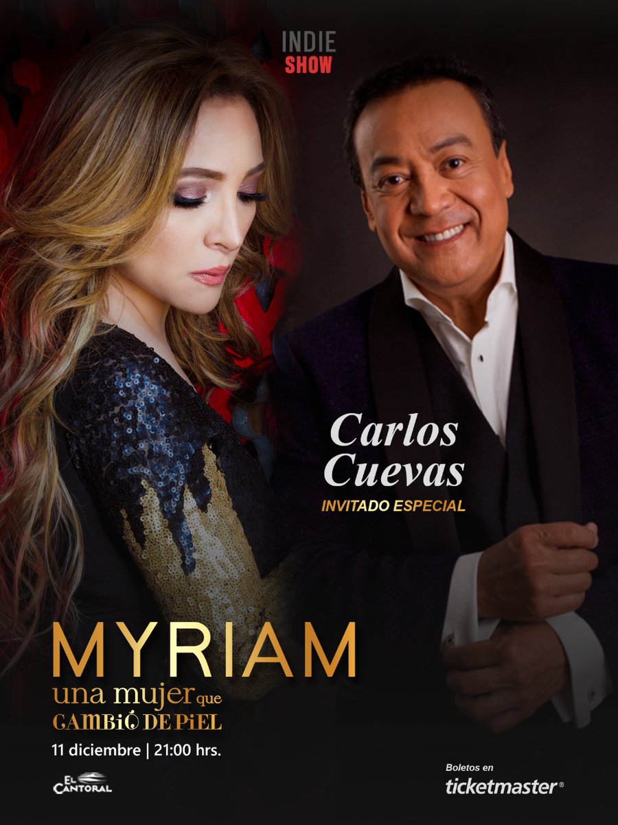 Tengo el gran gusto!!! de compartirles que el invitado de honor para mi concierto 'Una mujer que cambió de piel' será el Maestro @carlos_cuevas 11 de diciembre 9:00pm en @elcantoral_ @Ticketmaster_Me