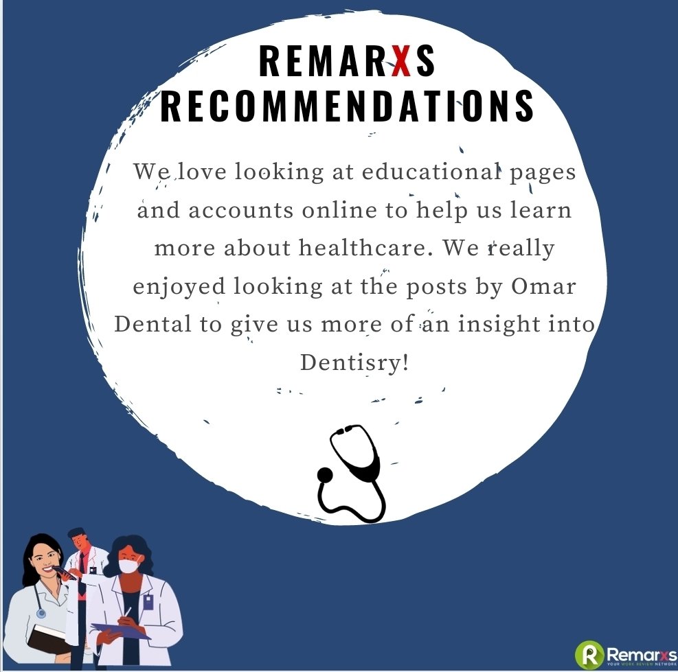 Remarxstech's tweet photo. We love looking at educational pages and accounts online to help us learn more about healthcare. 

We really enjoyed looking at the posts by Omar Dental to give us more of an insight into Dentistry! 

#medicine #dentistry #healthcare #education #medtwitter https://t.co/k38mqYKmYQ