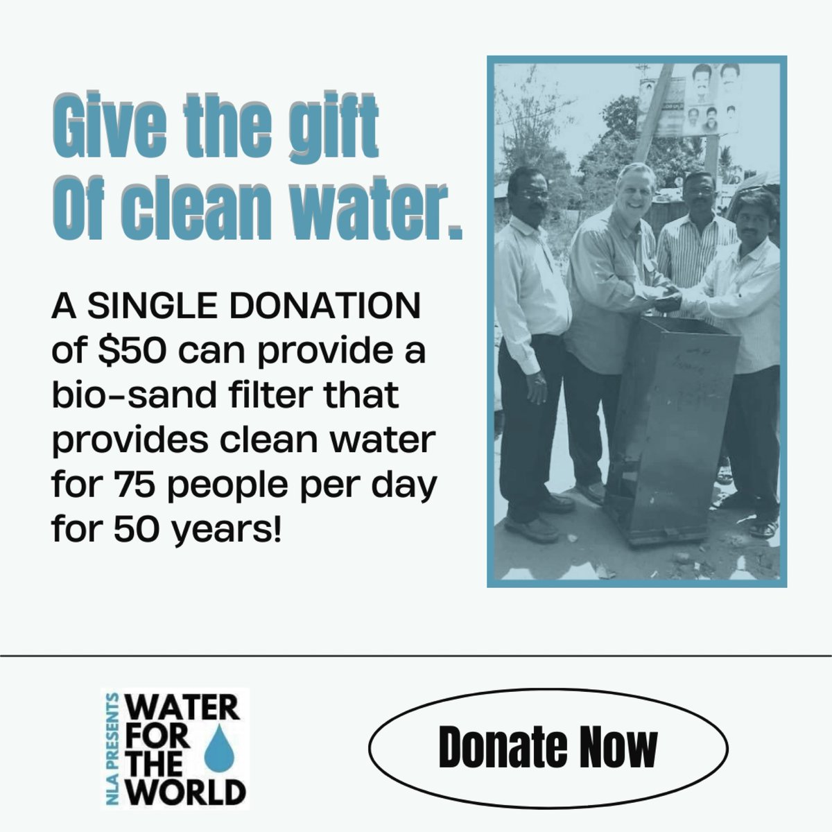 Giving Tuesday, give the gift of safe drinking water. Your giving provides access to safe,  reliable water for communities that wouldn’t have access. Our system removes contaminants and diseases. Each unit supports 2,5OO people per day!

supportwaterfortheworld.org

#GivingTuesday