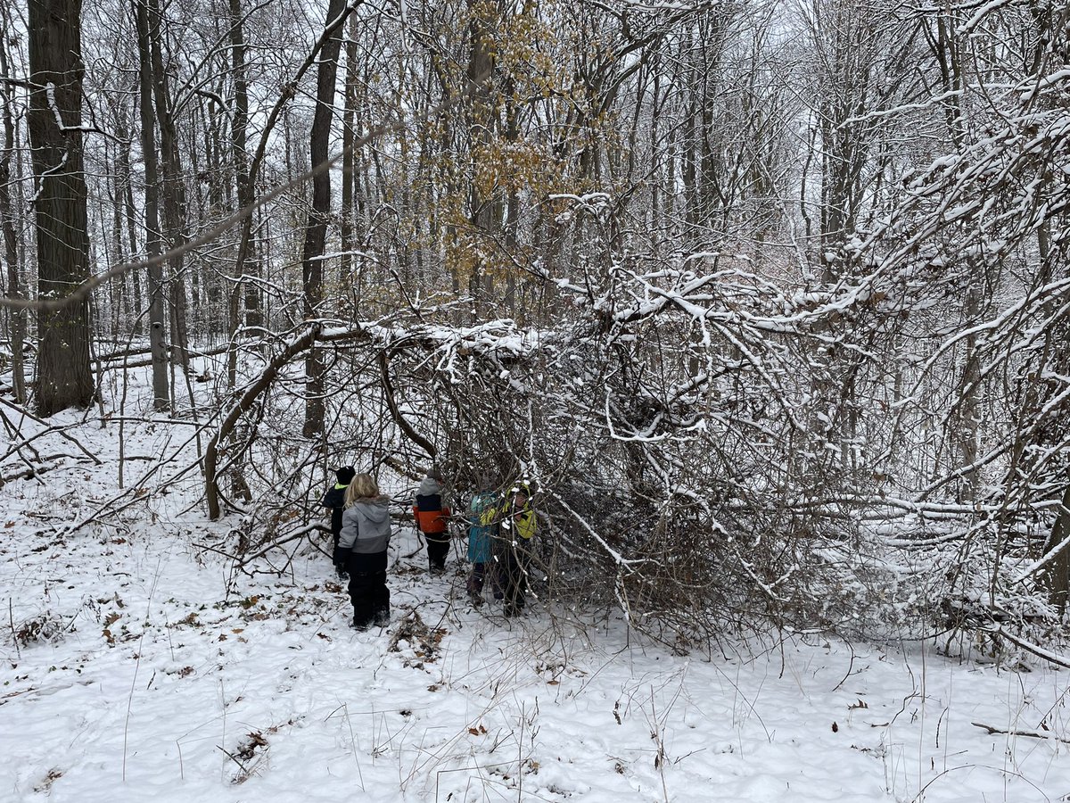 A few Grade 1s have shown an interest in building forts, so we inquired about structures as we played today during outdoor science!