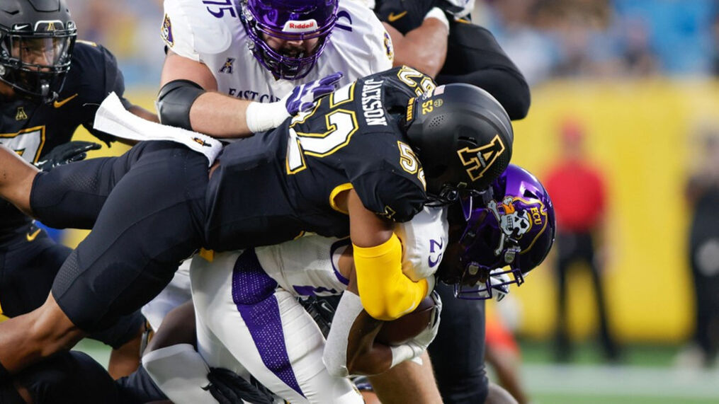 Most tackles for loss in college football: 1) @AppState_FB 99 1) Oklahoma State 99 3) Utah State 93 4) Alabama 91 4) Oklahoma 91 4) Pitt 91 4) Utah 91