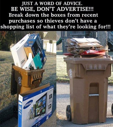 GlenviewILPD's tweet photo. This week when you put out your garbage, #bewisedontadvertise! #recycleyourboxes https://t.co/f9aSTVSDvx